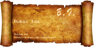 Buksz Ida névjegykártya